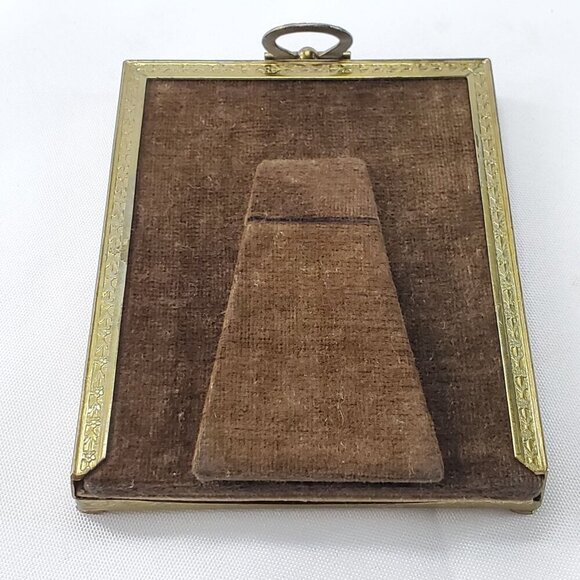 Antique Brass Ornate Standing Picture Frame With Velvet Backing & Easel Stand - Picture 3 of 10